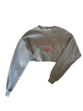Grey Cropped Sweatshirt with Red Lettering “Matt Healy is a Rat” The 1975